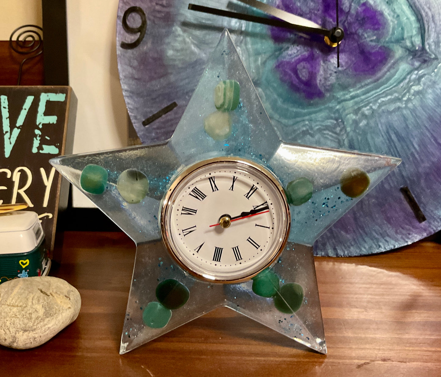 Resin star clock, star candle holder