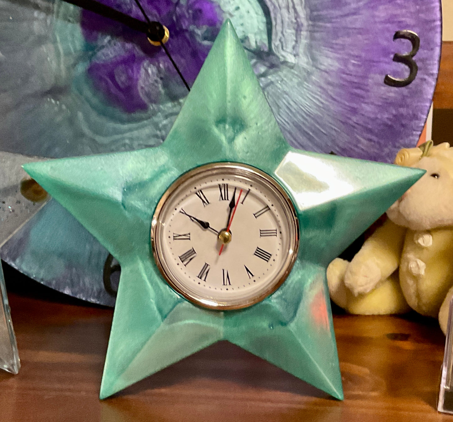 Resin star clock, star candle holder
