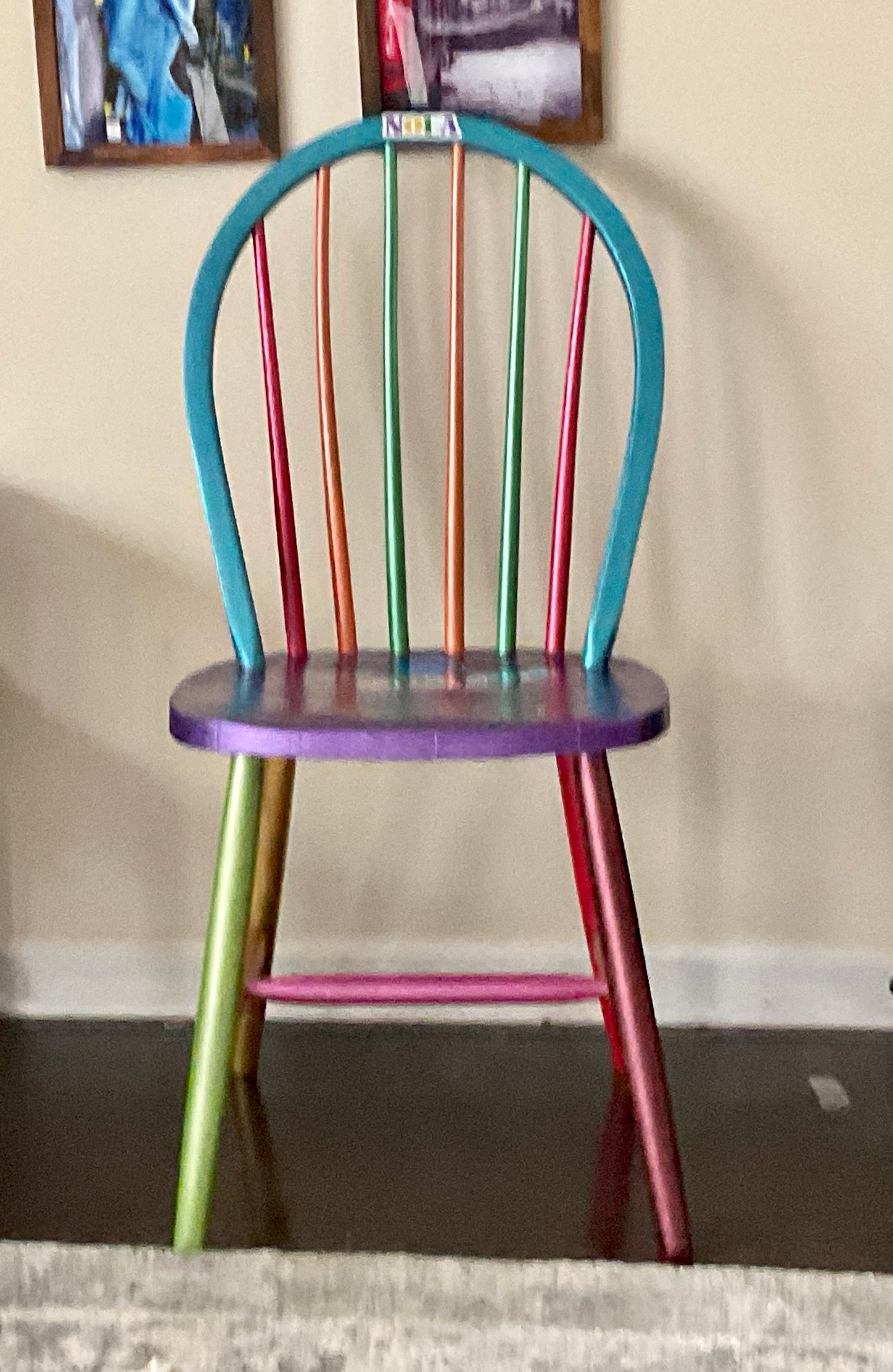 New Orleans Mardi Gras chair, whimsical Mardi Gras chair, painted, embellished with fleur de lis